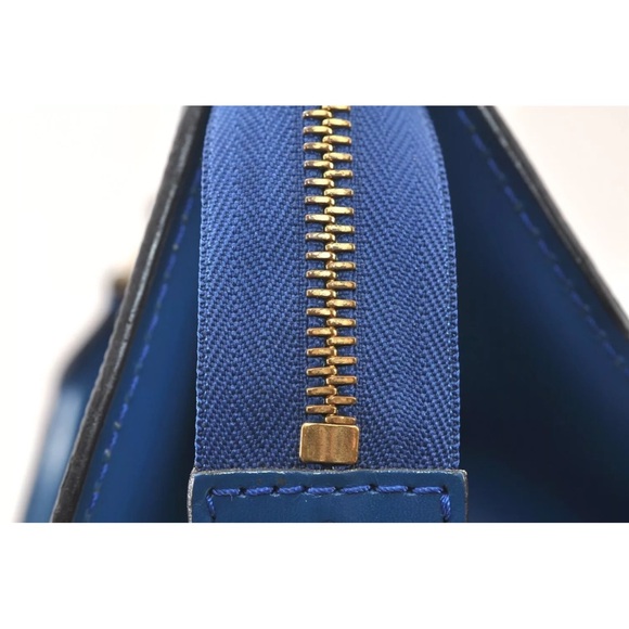 Authentic Louis Vuitton Epi Sac Triangle Hand Bag Blue M52095 LV 4183K - Picture 13 of 16